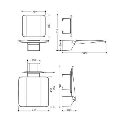 HEWI Metallics British Standard  Hinged Shower Seat - Brushed Nickel